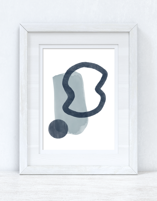 Load image into Gallery viewer, Blues Abstract 3 Colour Shapes Home Wall Decor Print by WinsterCreations™ Official Store
