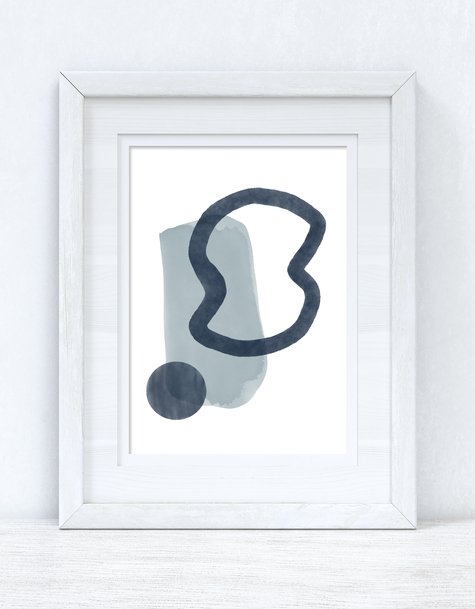 Blues Abstract 3 Colour Shapes Home Wall Decor Print by WinsterCreations™ Official Store