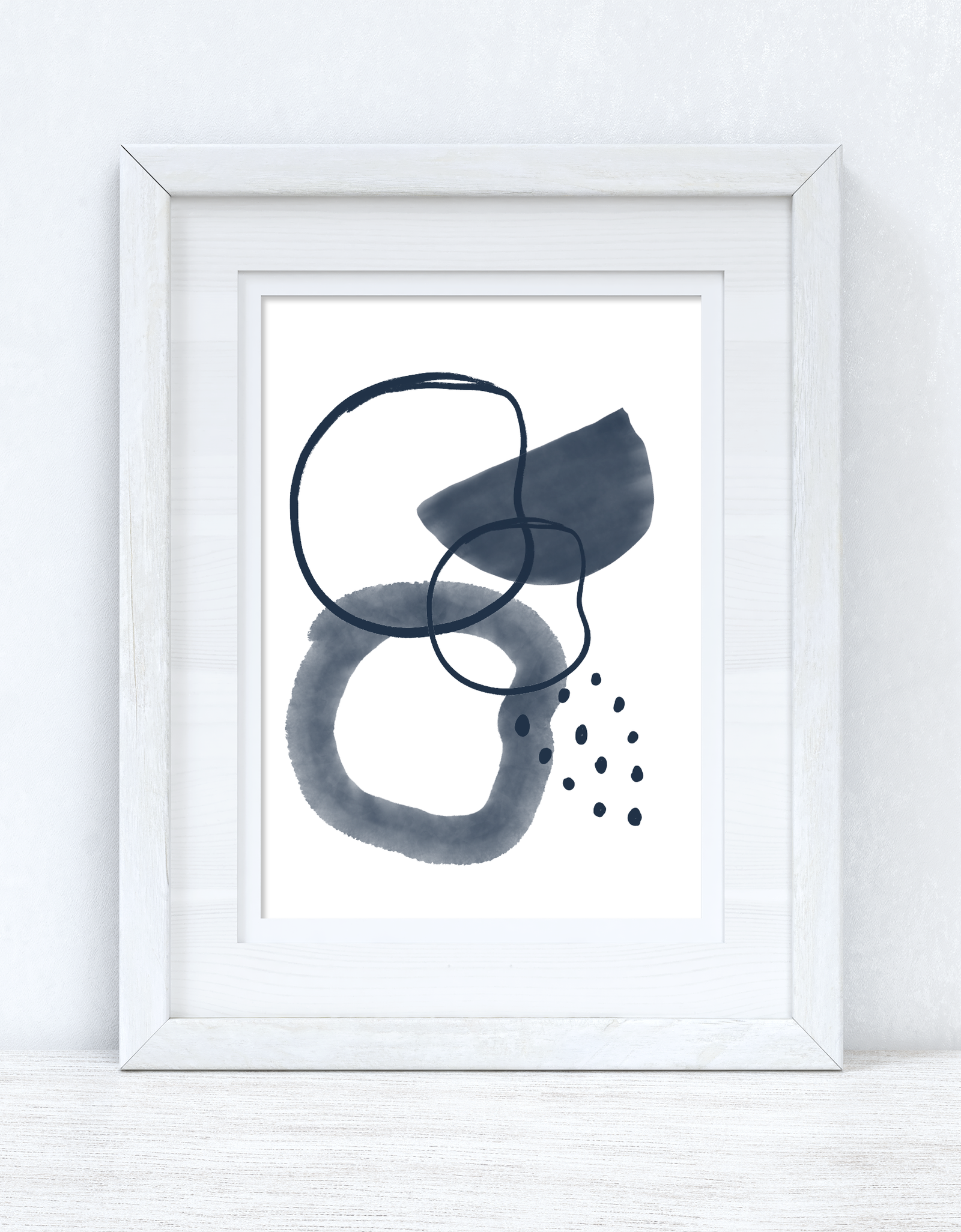 Blues Abstract 5 Colour Shapes Home Wall Decor Print by WinsterCreations™ Official Store