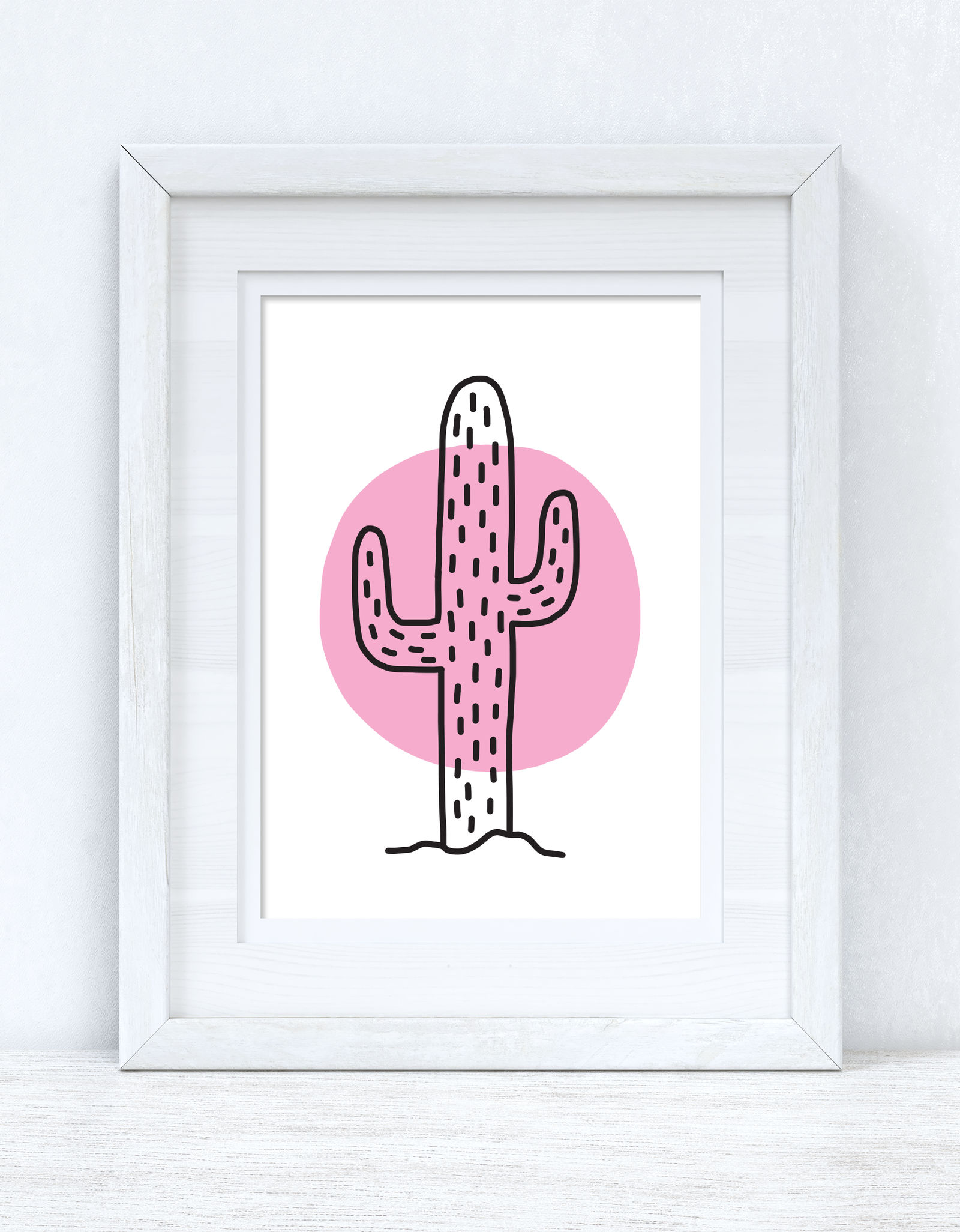 Boho Cactus Pink Circle Home Wall Decor Print by WinsterCreations™ Official Store