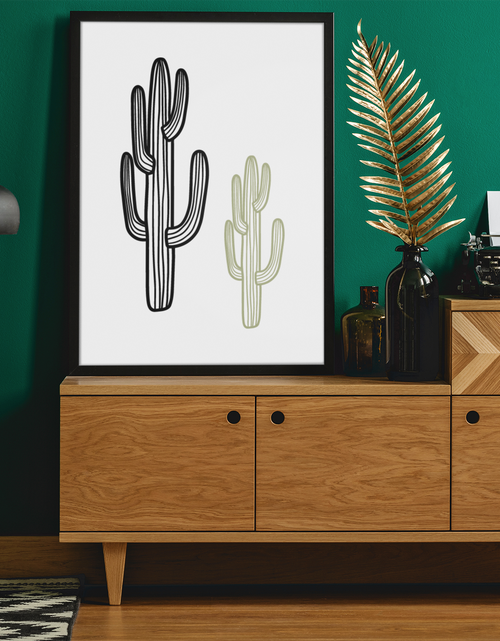 Load image into Gallery viewer, Boho Double Cactus 2022 Boho Hippie Simple Home Wall Decor Print by WinsterCreations™ Official Store
