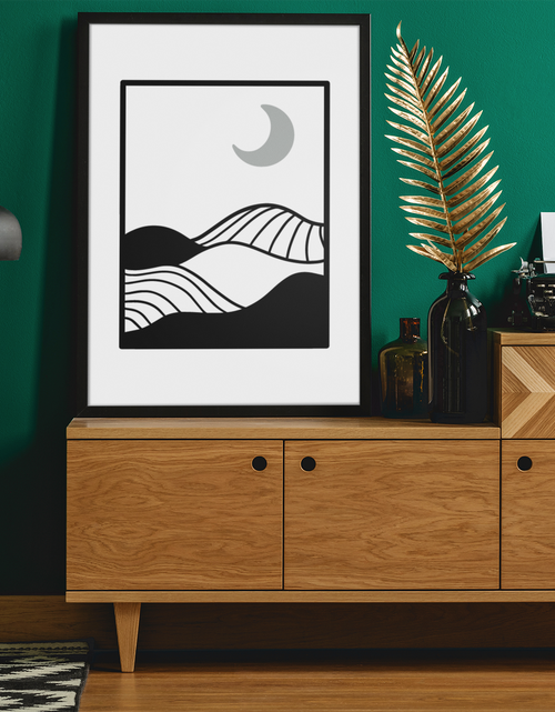 Load image into Gallery viewer, Boho Mountain Moon Scene 2022 Boho Hippie Simple Home Wall Decor Print by WinsterCreations™ Official Store
