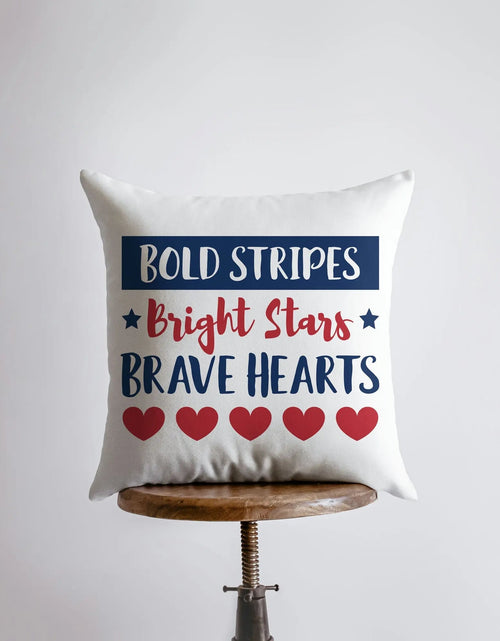 Load image into Gallery viewer, Bold Stripes Bright Stars | Memorial Day | Pillow Cover | Throw Pillow | Home Decor | American Patriot |  Memorial Day Decor |Fourth of July by UniikPillows
