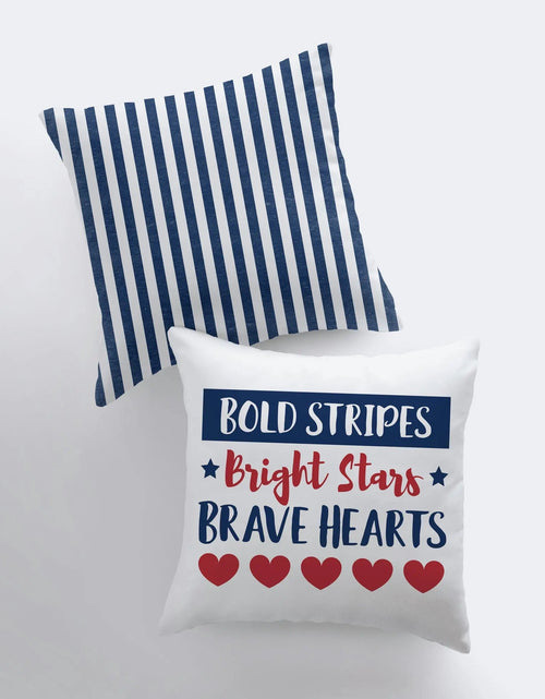 Load image into Gallery viewer, Bold Stripes Bright Stars | Memorial Day | Pillow Cover | Throw Pillow | Home Decor | American Patriot |  Memorial Day Decor |Fourth of July by UniikPillows
