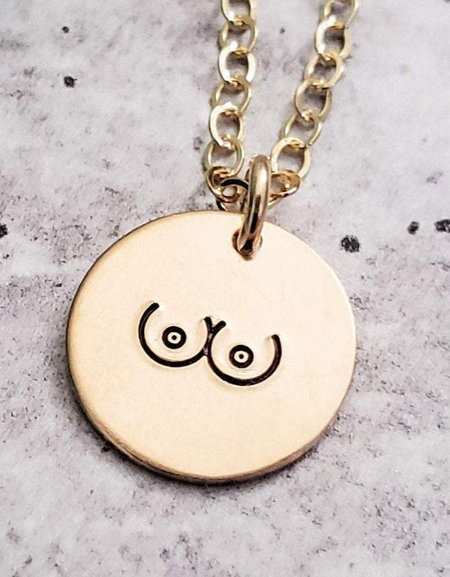 Load image into Gallery viewer, Boobs Disc Necklace by Salt and Sparkle
