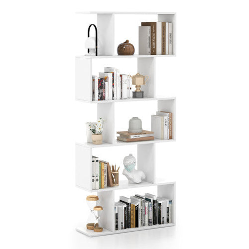 Load image into Gallery viewer, 5-Tier Bookshelf with Anti-Toppling Device for Living Room Home Office-White
