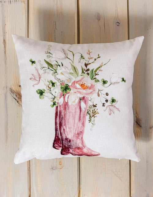 Load image into Gallery viewer, Boot | Flower Pot | Pillow Cover | Pink Floral | Throw Pillow | Pillows | Flower | Flower Vase | Flower Bouquet | Flower Pots | Gift for her by UniikPillows
