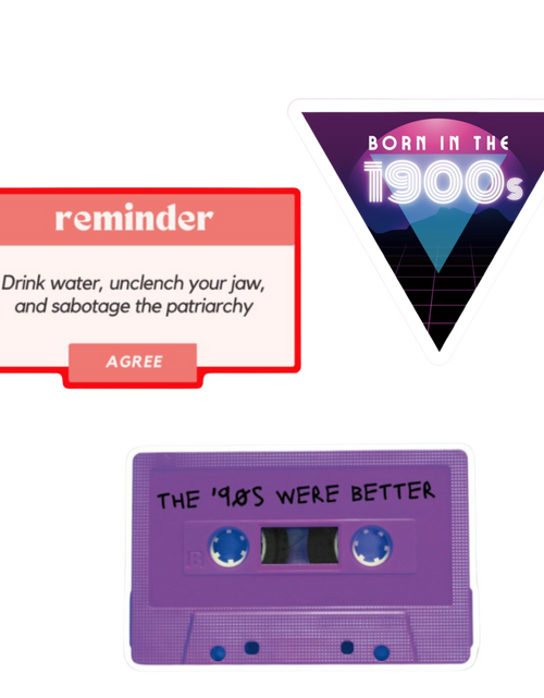 Load image into Gallery viewer, Born in the 1900s Gen X Millennial Sticker | Phone Water Bottle Vinyl Decals | 3 Pack by The Bullish Store
