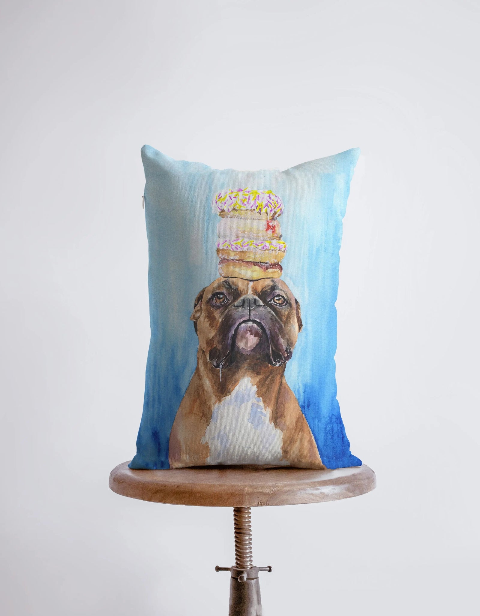Boxer | Watercolor Doughnut Boxer | 12x18 | Pillow Cover | Dogs | Home Decor | Custom Dog Pillow | Boxer Mom | Dog Lover Gift | Dog Mom Gift by UniikPillows