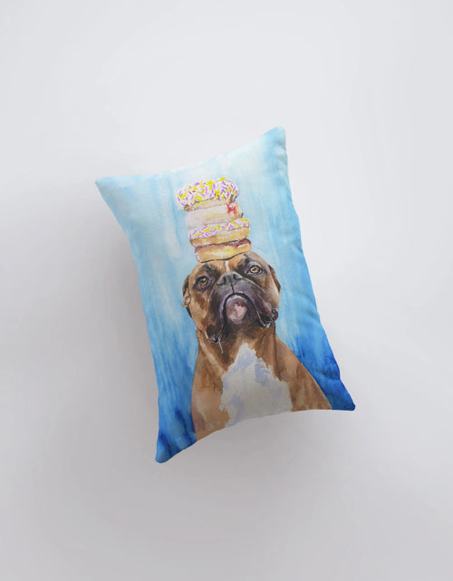 Load image into Gallery viewer, Boxer | Watercolor Doughnut Boxer | 12x18 | Pillow Cover | Dogs | Home Decor | Custom Dog Pillow | Boxer Mom | Dog Lover Gift | Dog Mom Gift by UniikPillows
