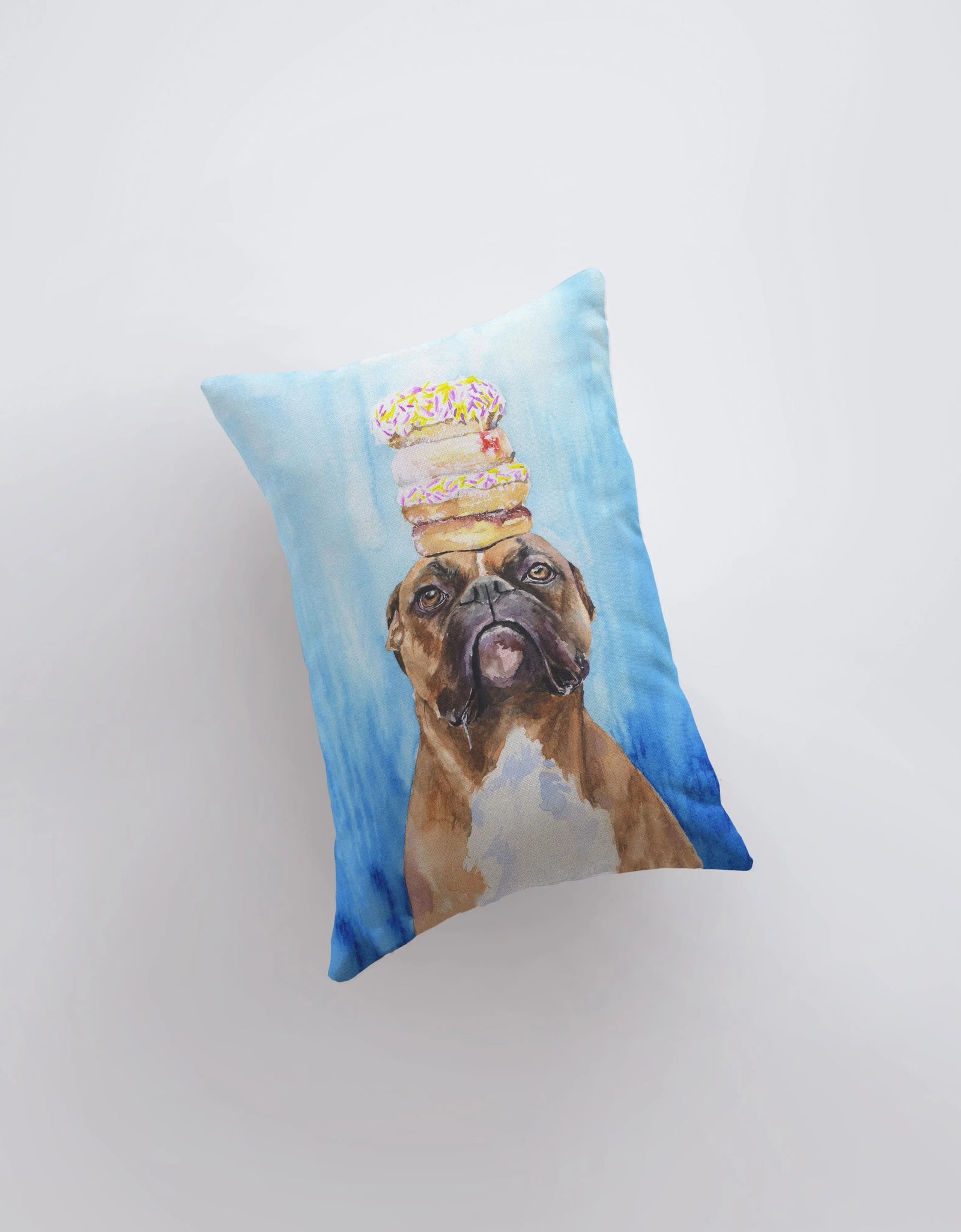 Boxer | Watercolor Doughnut Boxer | 12x18 | Pillow Cover | Dogs | Home Decor | Custom Dog Pillow | Boxer Mom | Dog Lover Gift | Dog Mom Gift by UniikPillows