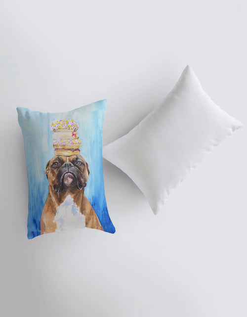 Load image into Gallery viewer, Boxer | Watercolor Doughnut Boxer | 12x18 | Pillow Cover | Dogs | Home Decor | Custom Dog Pillow | Boxer Mom | Dog Lover Gift | Dog Mom Gift by UniikPillows
