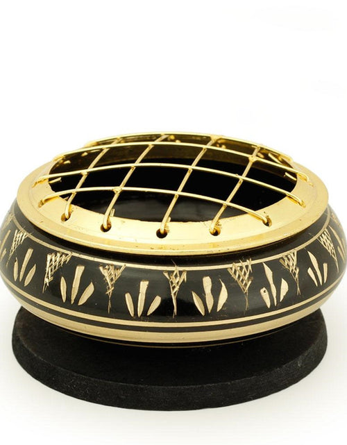 Load image into Gallery viewer, Embossed Brass Burner, Medium Base, Net Top by OMSutra
