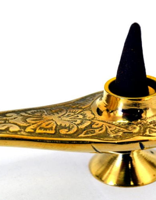 Load image into Gallery viewer, Mini  Brass Genie cone Burner and  Lamp -5" by OMSutra
