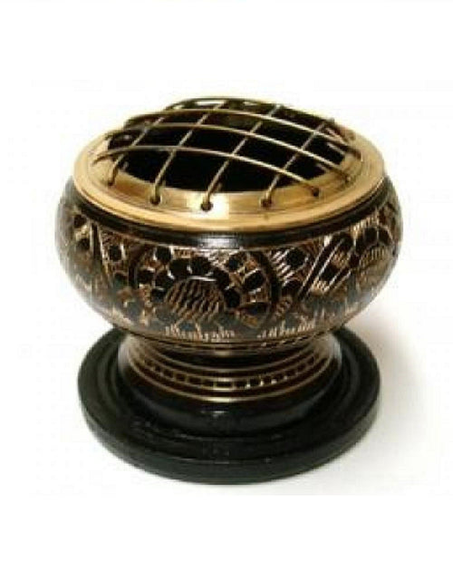 Load image into Gallery viewer, Black Brass Screen Burner with Coaster by OMSutra

