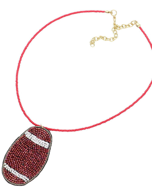 Load image into Gallery viewer, Felt Back Beaded Football Pendant Necklace by Madeline Love
