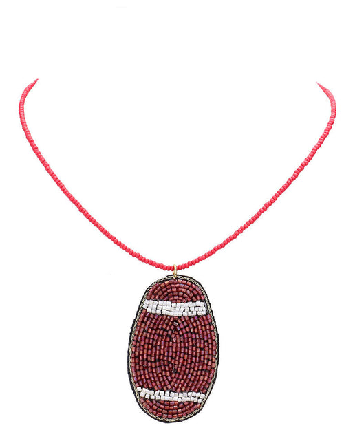 Load image into Gallery viewer, Felt Back Beaded Football Pendant Necklace by Madeline Love
