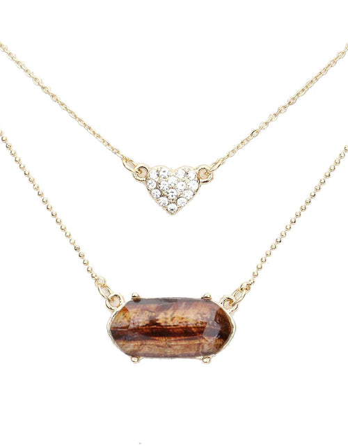 Load image into Gallery viewer, Heart Hexagon Bead Pendant Double Layered Necklace by Madeline Love
