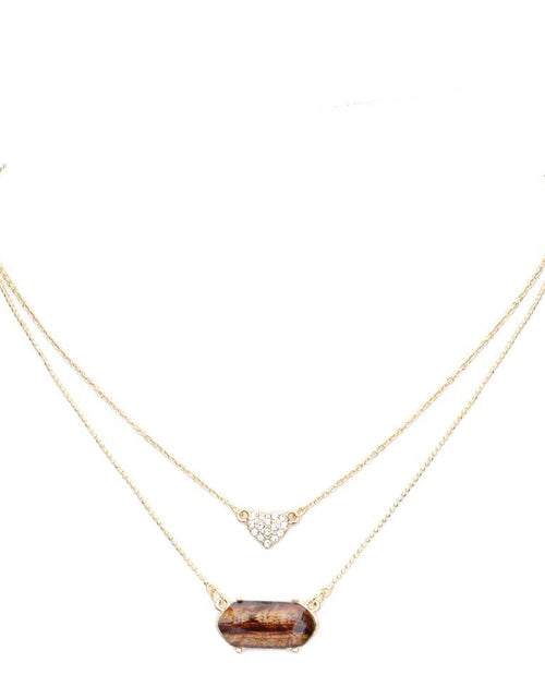 Load image into Gallery viewer, Heart Hexagon Bead Pendant Double Layered Necklace by Madeline Love

