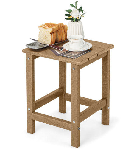 14 Inch Square Weather-Resistant Adirondack Side Table-Brown