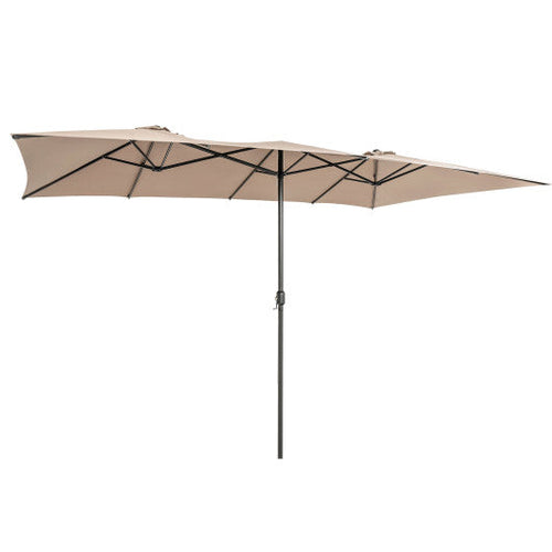 Load image into Gallery viewer, 15 Feet Double-Sized Patio Umbrella with Crank Handle and Vented Tops-Brown
