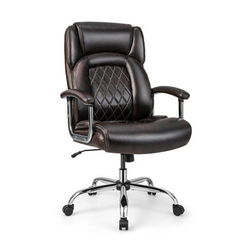 Load image into Gallery viewer, Height Adjustable Big and Tall Office Chair Computer Desk Chair with Metal Base-Brown
