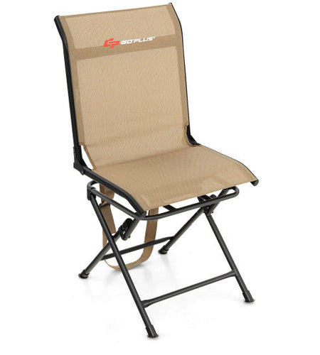 All weather Outdoor Foldable 360 Degree Swivel Chair with Iron Frame-Brown