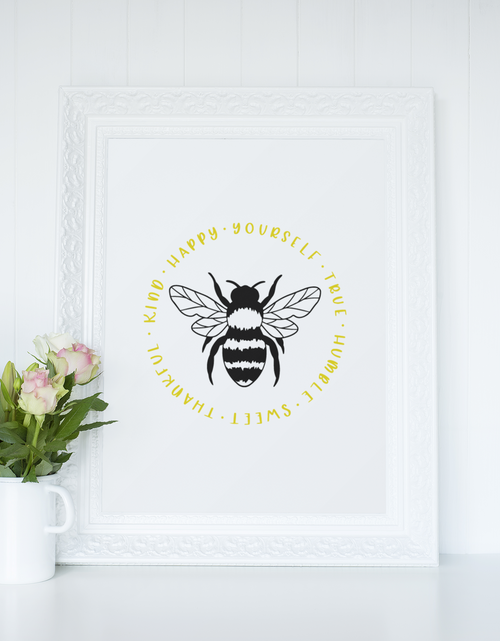 Load image into Gallery viewer, Bumble Bee Be Happy List 2022 Simple Bedroom Dressing Room Home Wall Decor Print by WinsterCreations™ Official Store
