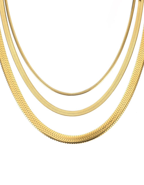 Load image into Gallery viewer, C006G B.Tiff 6mm Herringbone 18K Gold Plated Chain Necklace by B.Tiff New York
