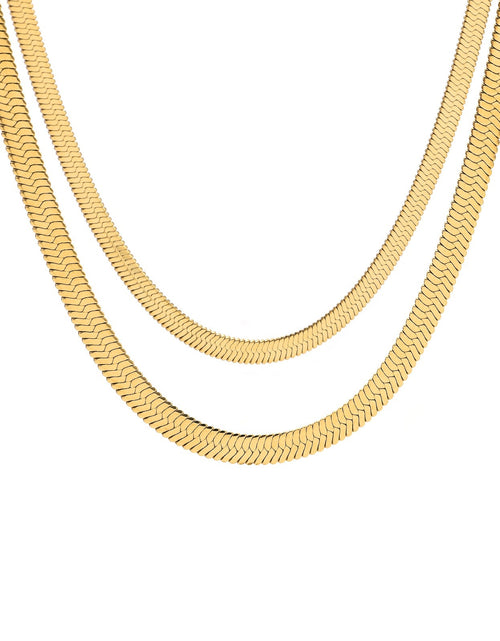 Load image into Gallery viewer, C006G B.Tiff 6mm Herringbone 18K Gold Plated Chain Necklace by B.Tiff New York
