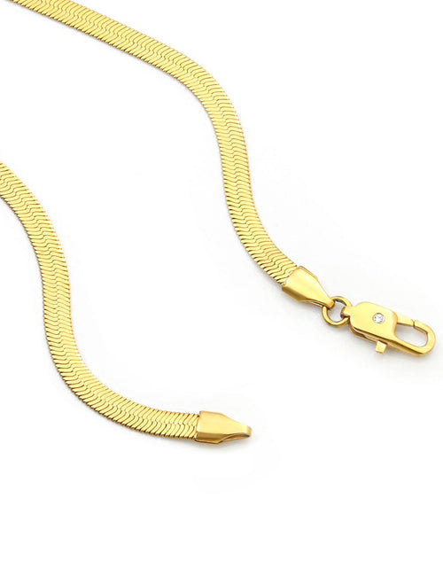 Load image into Gallery viewer, C004G B.Tiff 4mm Herringbone 18K Gold Plated Chain Necklace by B.Tiff New York
