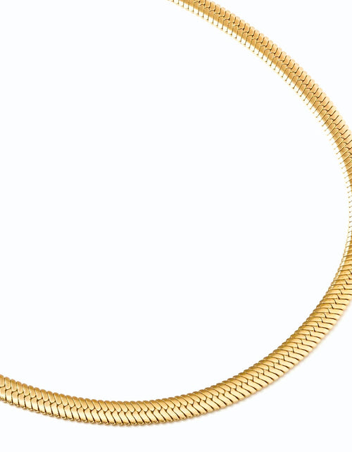 Load image into Gallery viewer, C004G B.Tiff 4mm Herringbone 18K Gold Plated Chain Necklace by B.Tiff New York
