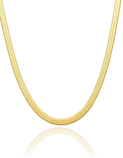 Load image into Gallery viewer, C004G B.Tiff 4mm Herringbone 18K Gold Plated Chain Necklace by B.Tiff New York
