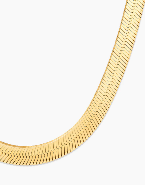 Load image into Gallery viewer, C006G B.Tiff 6mm Herringbone 18K Gold Plated Chain Necklace by B.Tiff New York
