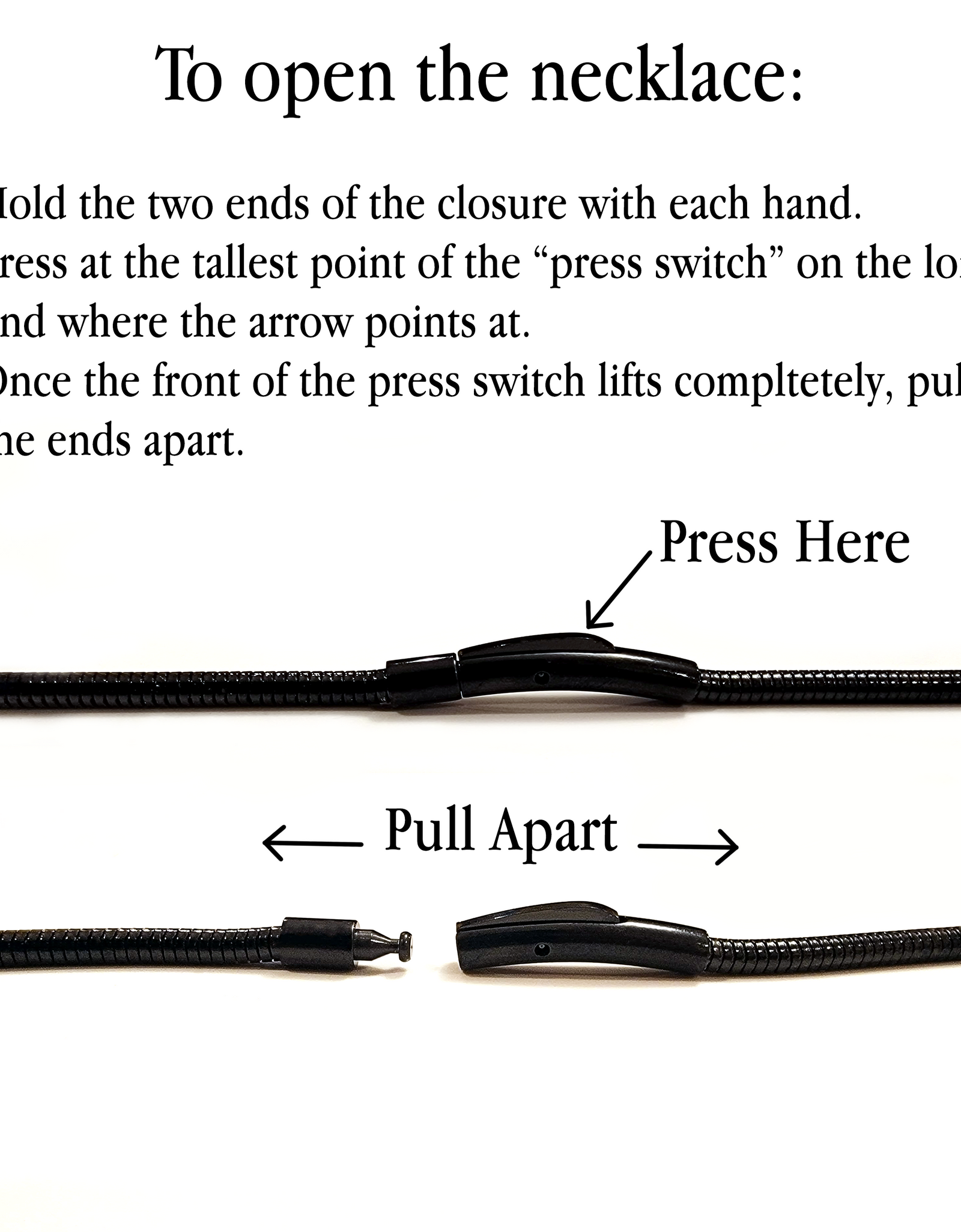 C062B B.Tiff Press Lock Thick Black Steel Coil Chain Necklace by B.Tiff New York