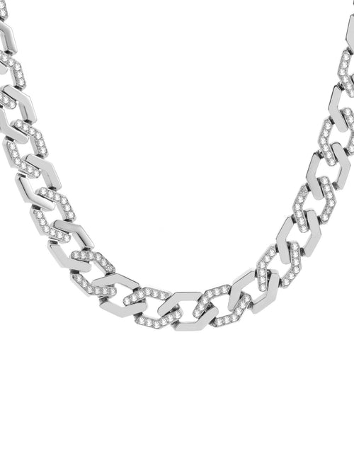 Load image into Gallery viewer, C101W B.Tiff Pavé High Polish Flat Angular Cuban Link Necklace by B.Tiff New York
