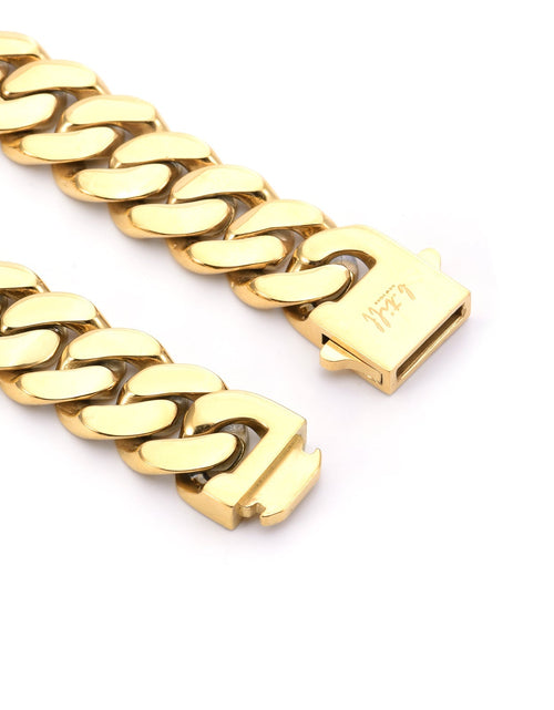 Load image into Gallery viewer, C160G B.Tiff 16mm Gold Plated Flat Cuban Link Necklace by B.Tiff New York
