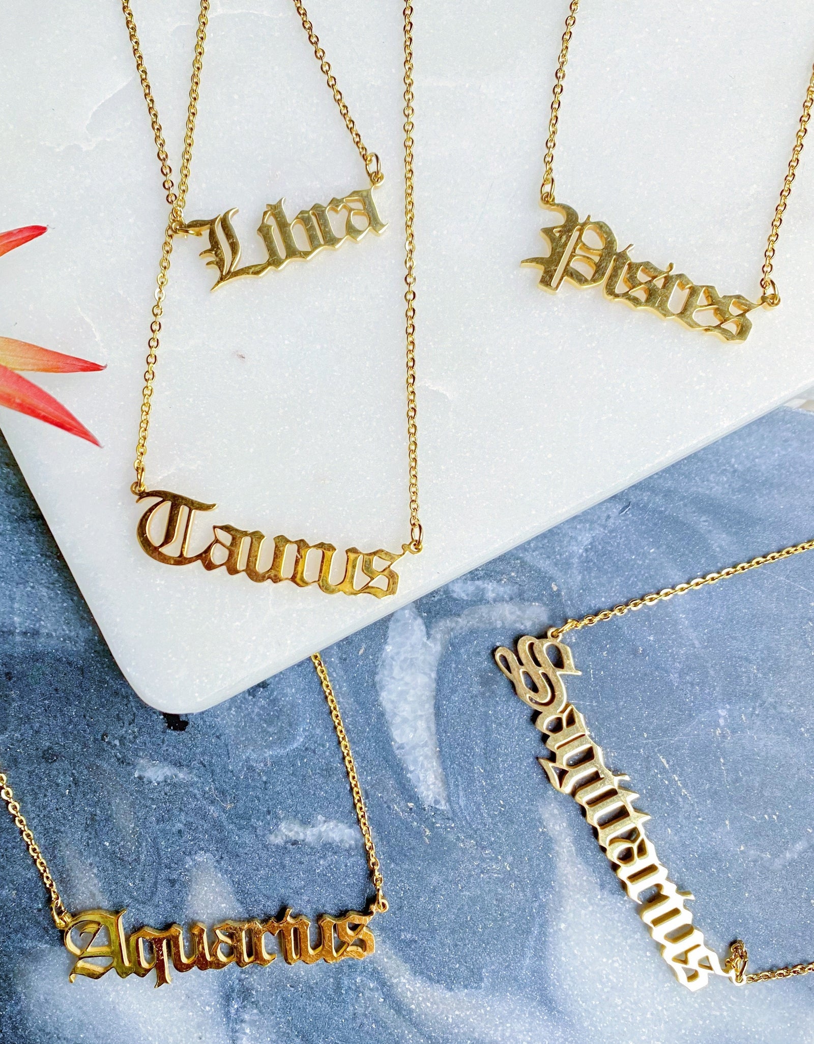 Old English Zodiac Necklace by Ellisonyoung.com