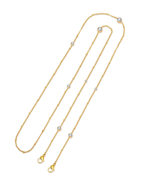 Load image into Gallery viewer, PT456G B.Tiff 8-Stone Gold Pavé Station Necklace by B.Tiff New York
