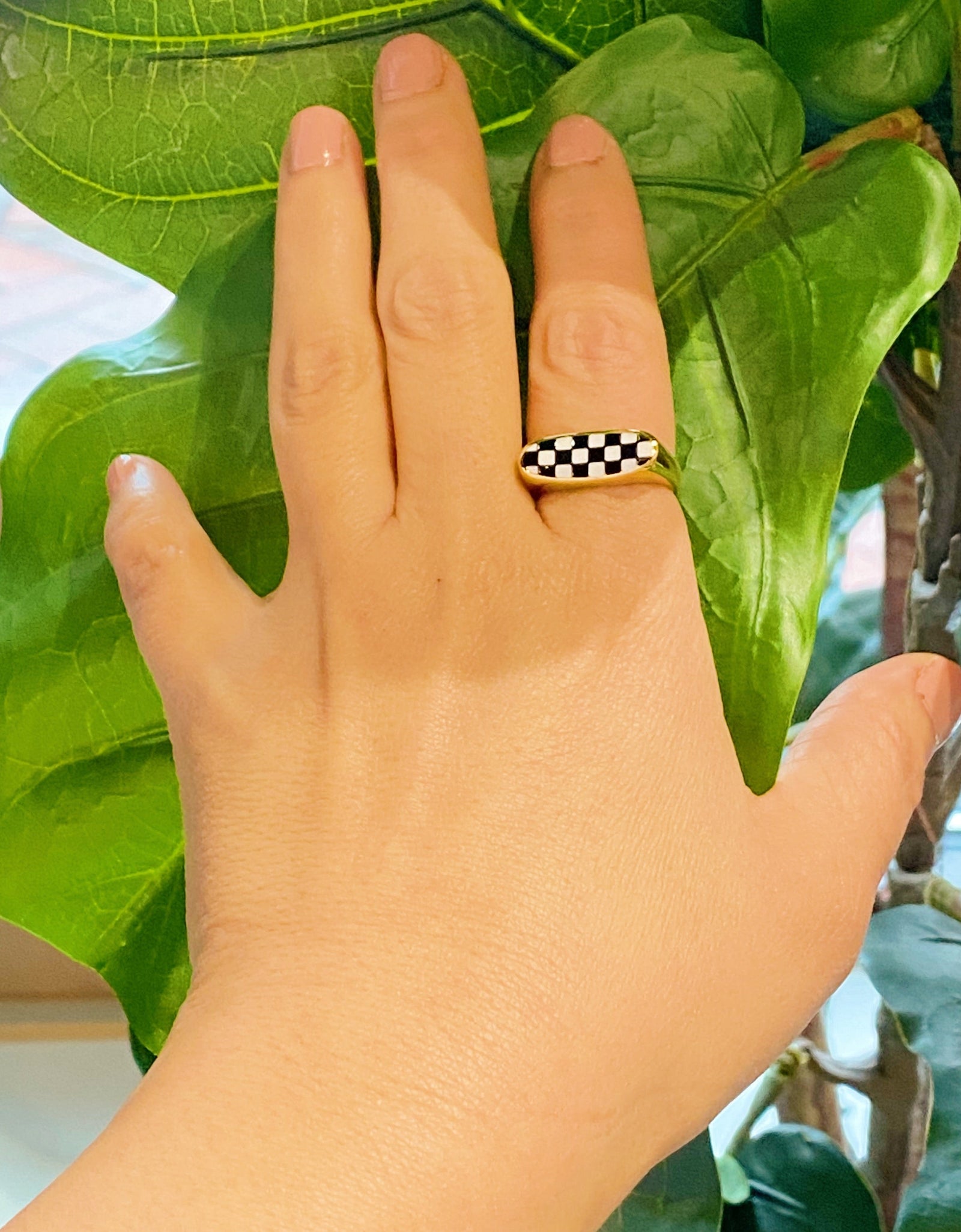 Checkered Oblong Ring by Ellisonyoung.com