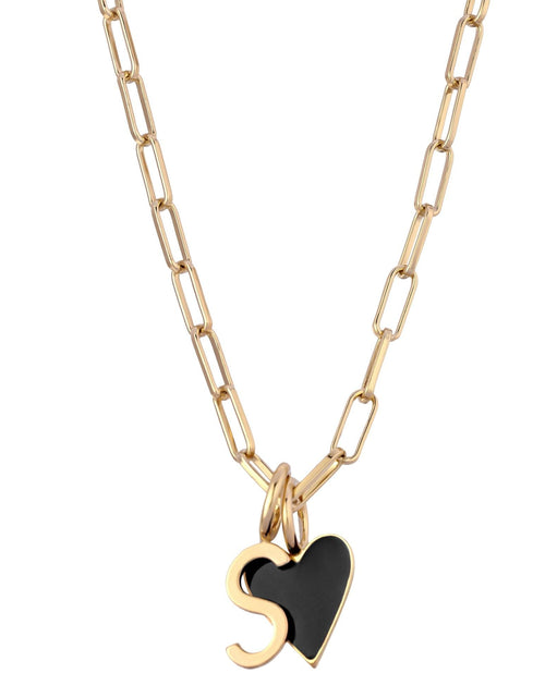 Load image into Gallery viewer, CARA BLACK ENAMEL CHARM NECKLACE by eklexic jewelry
