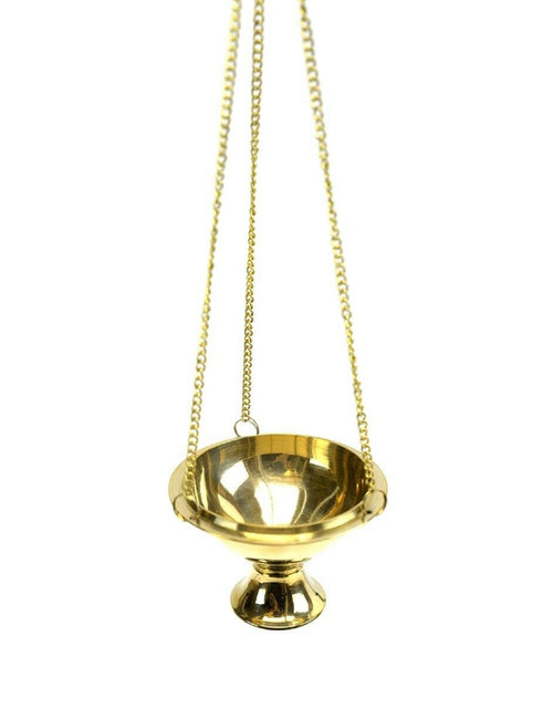 Load image into Gallery viewer, Hanging Brass Burner for cone incense and resins-  4", 6" and 8" by OMSutra
