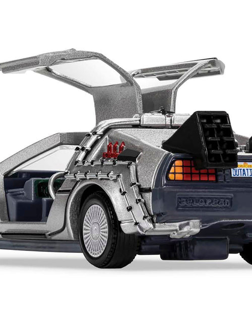 Load image into Gallery viewer, DMC DeLorean Time Machine with Doc Brown Figure "Back to the Future" (1985) Movie Diecast Model Car by Corgi
