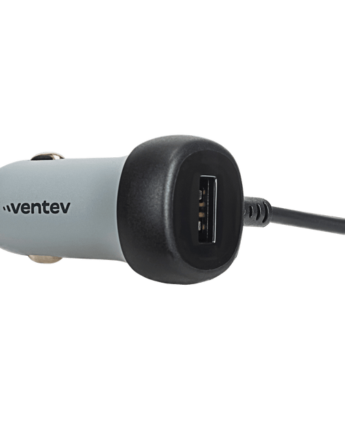 Load image into Gallery viewer, Ventev 12W USB A Car Charger with attached 15W Apple Lightning Cord Gray by Ventev
