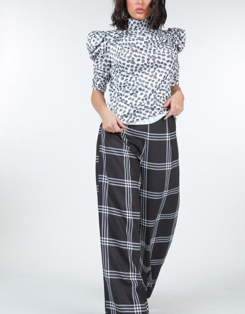 Load image into Gallery viewer, High Waist Plaid Print Wide Leg Pants

