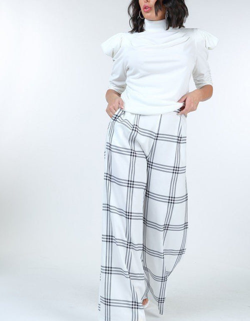Load image into Gallery viewer, High Waist Plaid Print Wide Leg Pants

