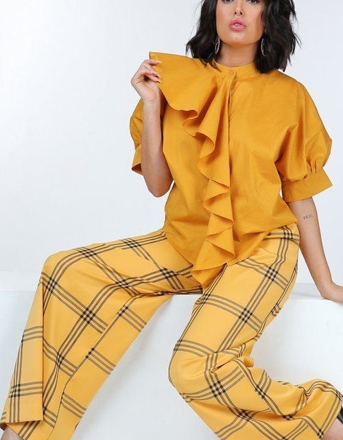 Load image into Gallery viewer, High Waist Plaid Print Wide Leg Pants
