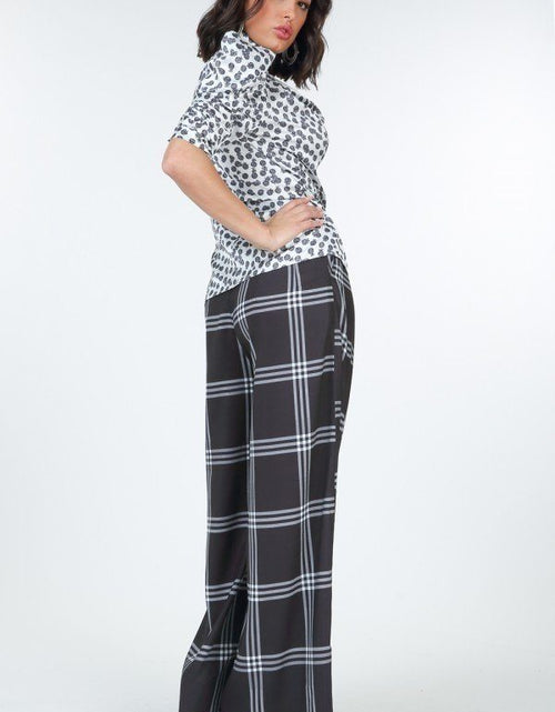 Load image into Gallery viewer, High Waist Plaid Print Wide Leg Pants
