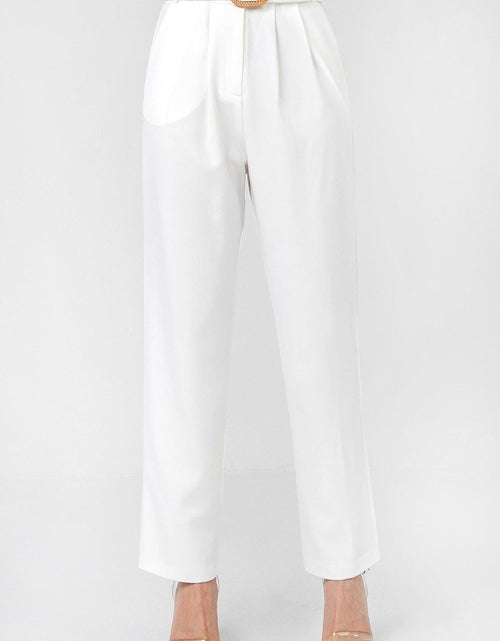 Load image into Gallery viewer, A Solid Pant Featuring Paperbag Waist With Rattan Buckle Belt
