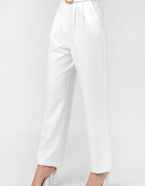 Load image into Gallery viewer, A Solid Pant Featuring Paperbag Waist With Rattan Buckle Belt
